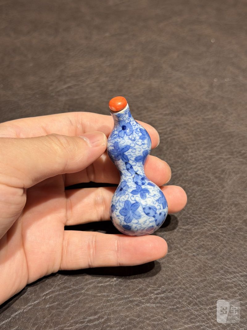 清乾隆 青花瓜瓞绵绵仿生葫芦瓶 - 图6